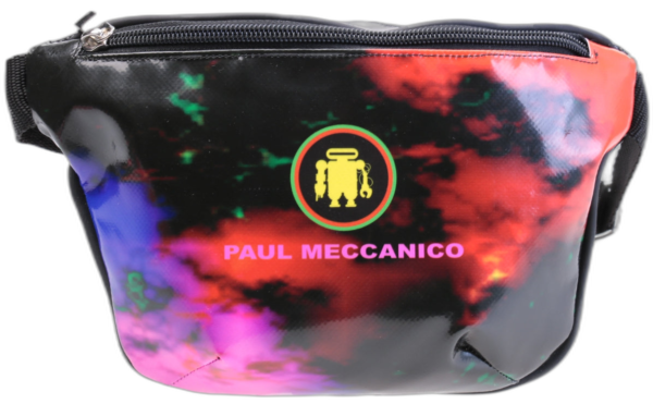 BORSA IN VITA CON FANTASIA TIE DYE. MODELLO FLEX REALIZZATO CON TELONI DI CAMION. - Edizione limitata Paul Meccanico