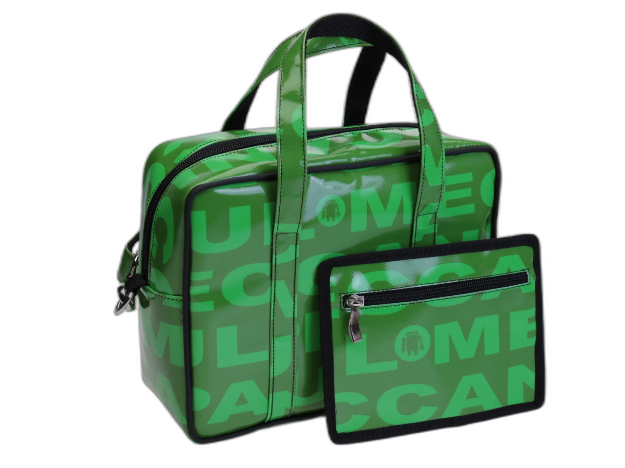 BORSA DA DONNA RETTANGOLARE VERDE. MODELLO PINCA IN TELONE DA CAMION.