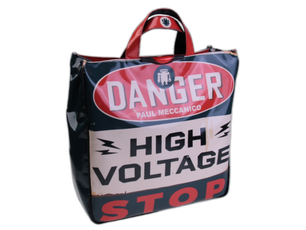 MAXI TOTE BAG "ALTA TENSIONE". MODELLO AIRSTONE REALIZZATO CON TELONI DI CAMION.