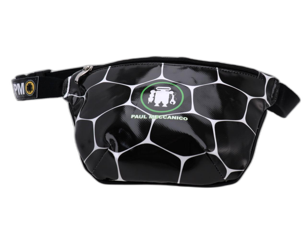 MARSUPIO BIANCO E NERO CON FANTASIA OPTICAL. MODELLO FLEX REALIZZATO CON TELONI DI CAMION. - Edizione limitata Paul Meccanico