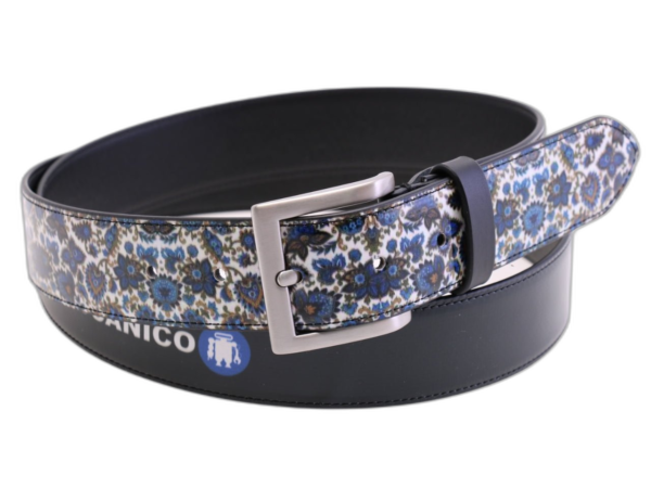 '-CINTURA DA UOMO BLU CON FANTASIA FLOREALE IN TELONE DA CAMION.