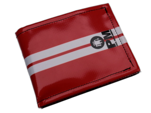 PORTAFOGLIO DA UOMO ROSSO E BIANCO. MODELLO CRIK REALIZZATO CON TELONI DI CAMION. - Edizione limitata Paul Meccanico